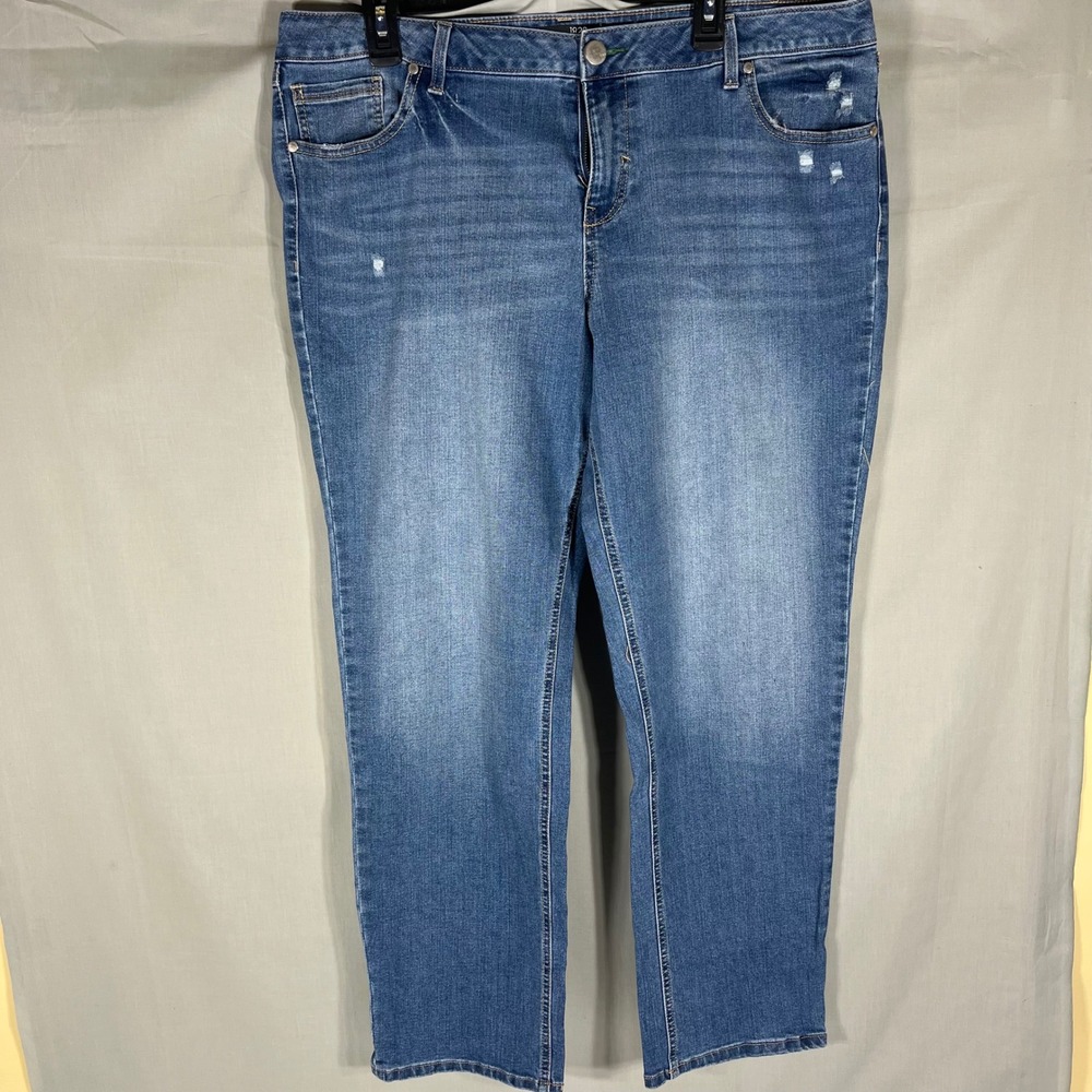 1822 Denim Straight Leg Jeans Distressed Blue Womens Size 16